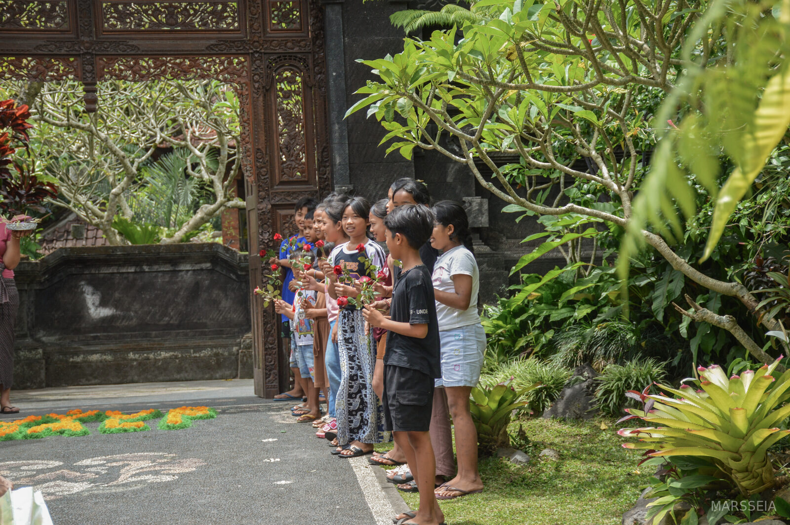 Children of the village at the temple gate
